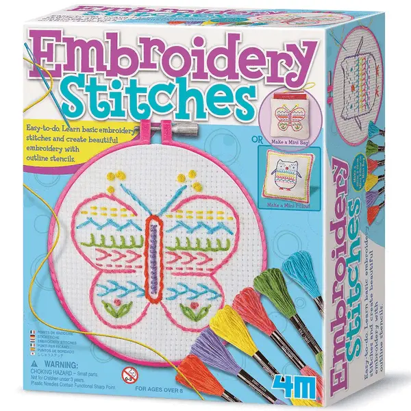4M Children's First Embroidery Stitches Craft Kit for Ages 8 and Up