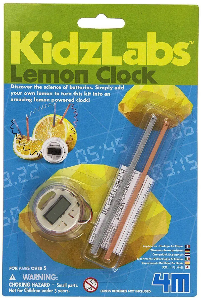 4M KidzLabs Make Your Own Lemon Clock Experiment Kit for Ages 5 and Up