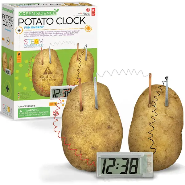 4M KidzLabs STEAM Powered Kids Green Science Potato Clock Kit for Ages 5 and Up