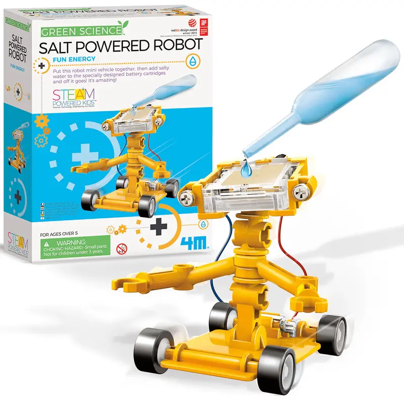 4M KidzLabs STEAM Powered Kids Green Science Salt Powered Robot Kit for Ages 5+