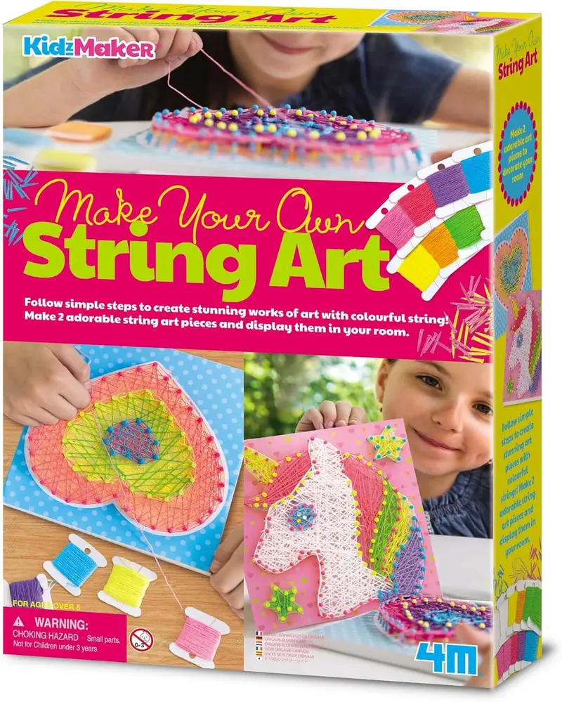 4M KidzMaker Make Your Own String Art Craft Kit for Ages 5 and Up