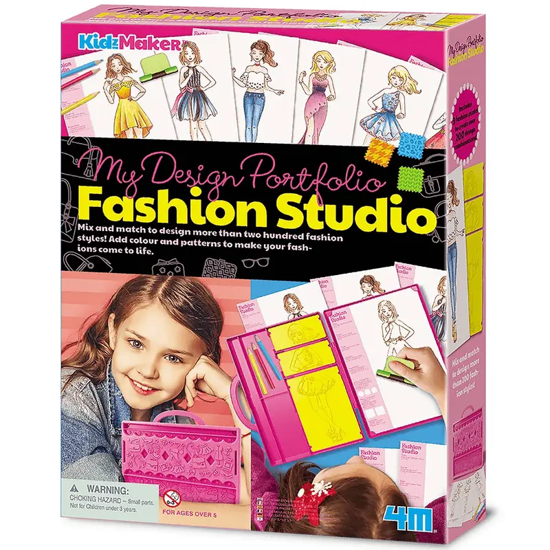 4M KidzMaker My Design Portfolio Fashion Studio Kit for Ages 5 and Up