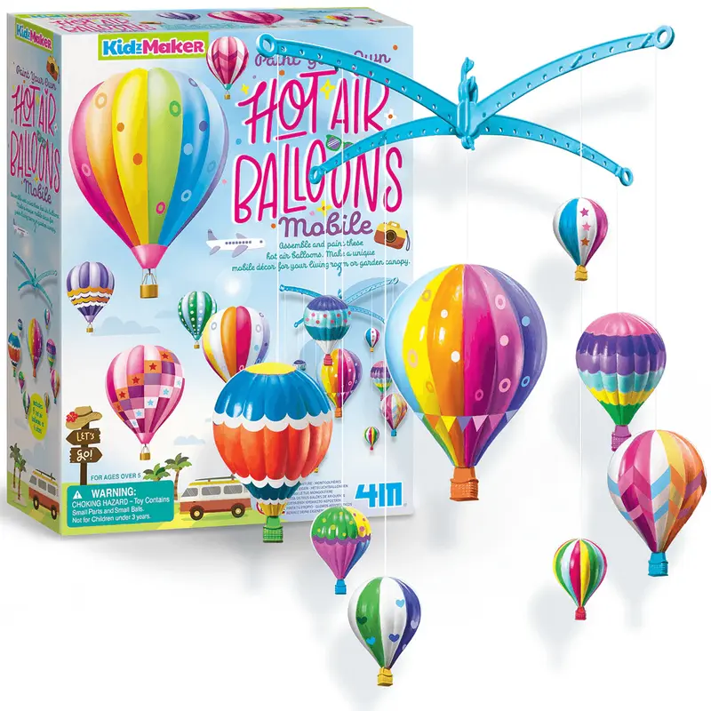 4M KidzMaker Paint Your Own Hot Air Balloons Mobile Kit for Age 5 & Up