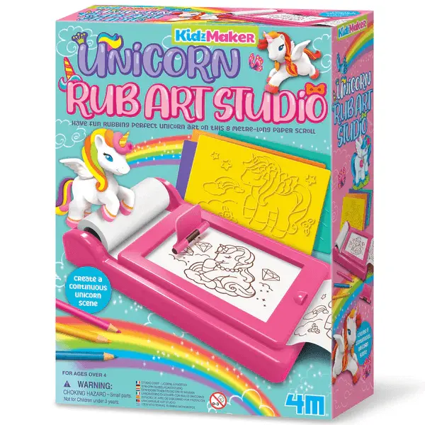 4M KidzMaker Unicorn Rub Art Studio Craft Kit for Children Ages 4 & Up