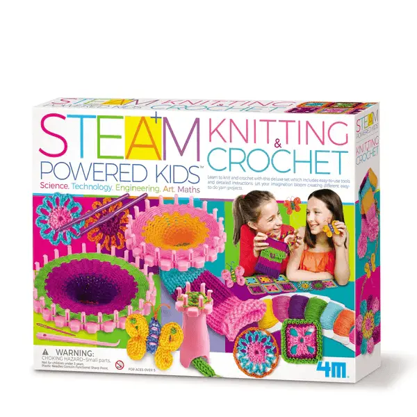 4M STEAM Powered Kids First Knitting & Crochet Kit for Ages 5 and Up