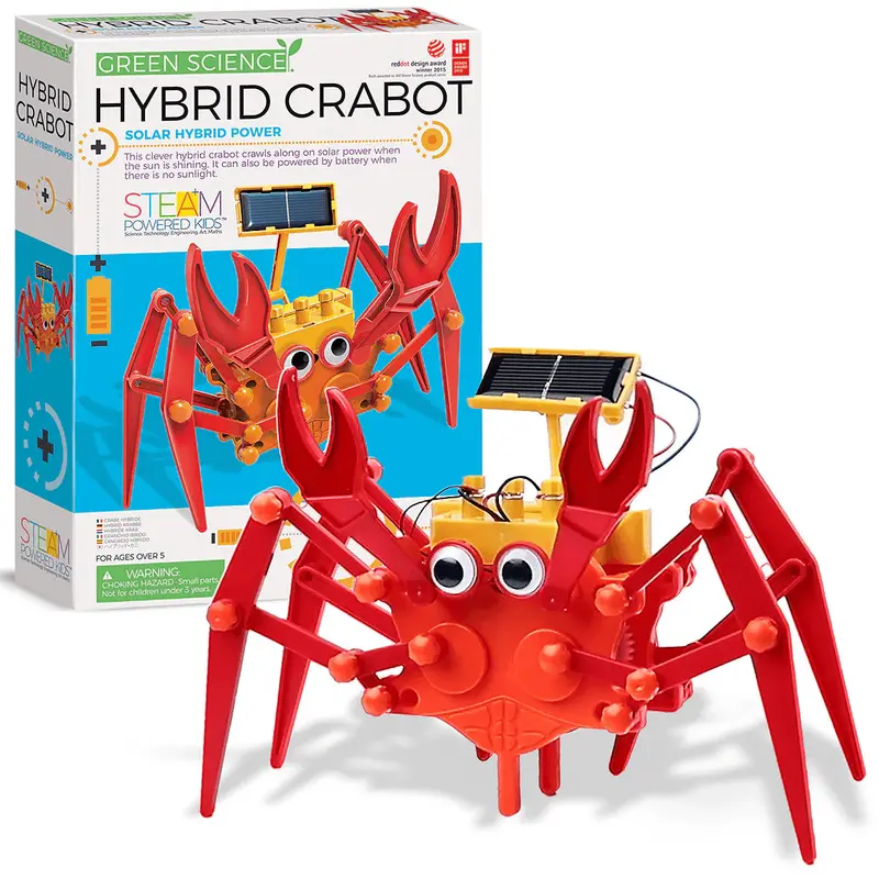 4M STEAM Powered Kids Green Science Hybrid Power Crabot for Age 5 & Up