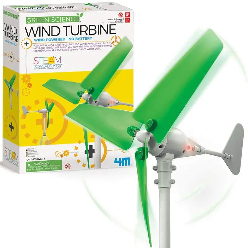4M STEAM Powered Kids Green Science Wind Turbine Kit for Ages 5 and Up