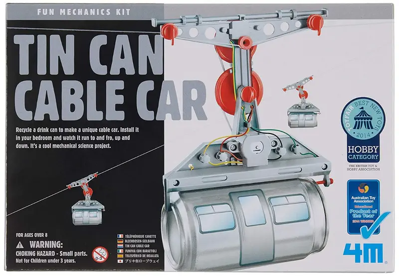 4M STEAM Powered Kids KidzRobotix Tin Can Cable Car for Ages 8 and Up