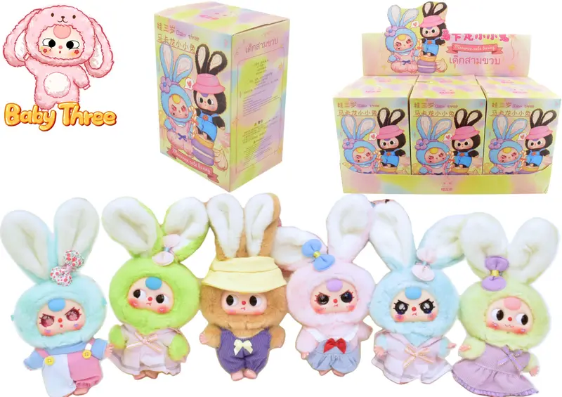 Baby Three Macaron Cute Bunny Plush Collectable Blind Box for Ages 3+