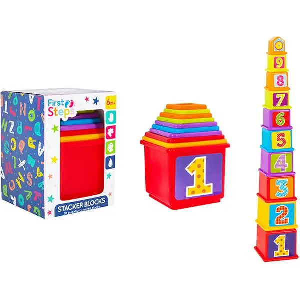 Baby's Colourful Numbered Stacker Blocks Play Set for Early Learning