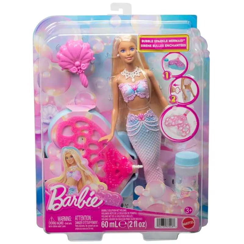 Barbie Fantasy Bubbletastic Mermaid Fashion Doll Toy for Ages 3 and Up