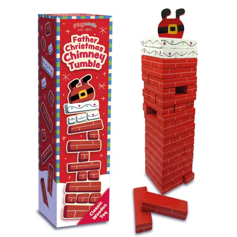 Children's Father Christmas Chimney Tumble Wooden Game for Ages 3 & Up