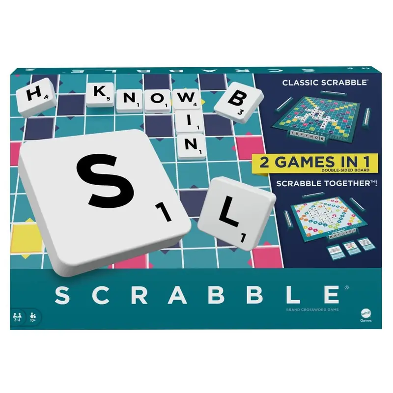 Classic Scrabble 2 in 1 Board Game for 2 to 4 Players Ages 10 and Up