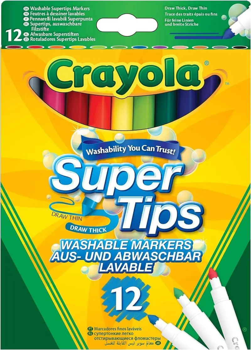 Crayola Pack 12 Bright Supertips Felt Tip Pens for Children Ages 3 & Up