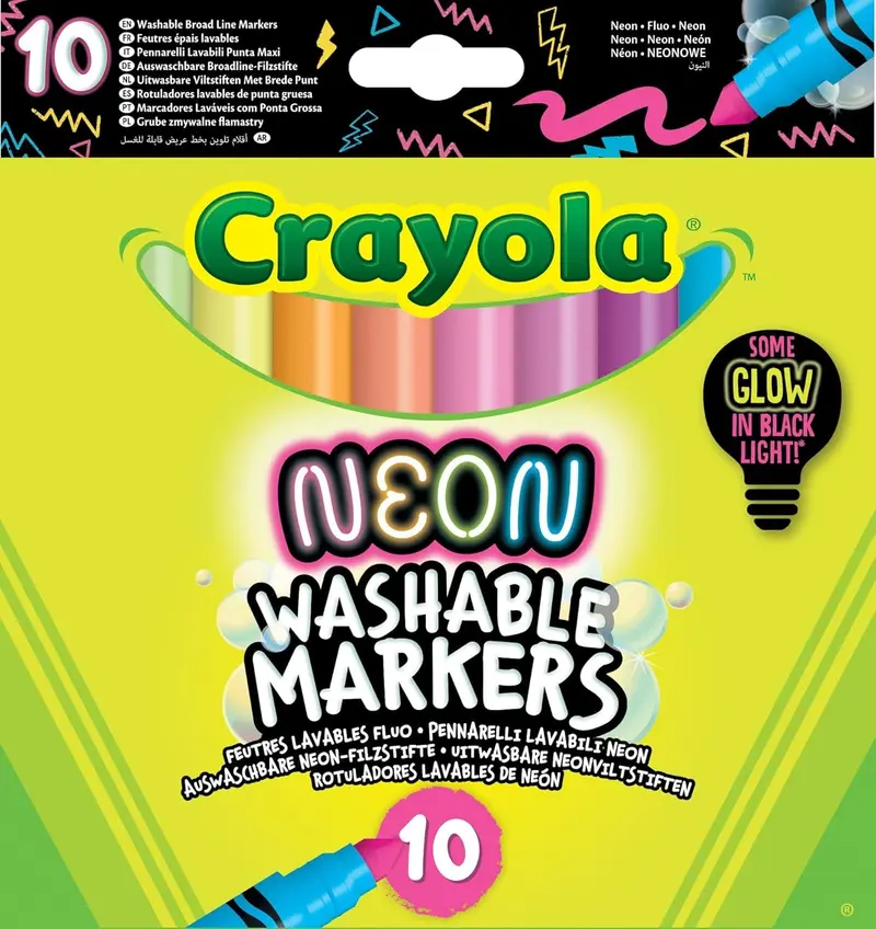 Crayola Pack of 10 Neon Broadline Markers for Children Ages 3 and Up