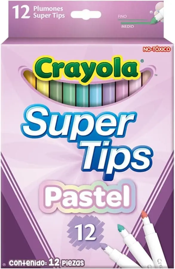 Crayola Pack of 12 Bright Pastel Supertips Felt Pens for Ages 3 and Up