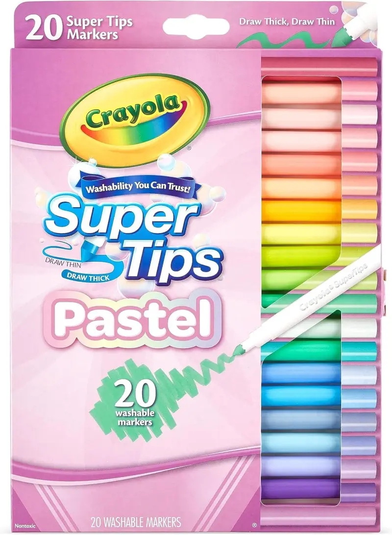 Crayola Pack of 20 Pastel Supertips Felt Pens for Children Ages 3 & Up