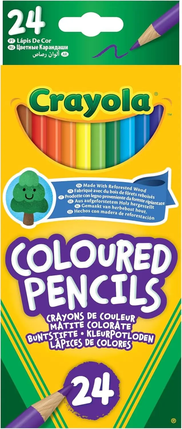 Crayola Pack of 24 Assorted Eco Coloured Pencils for Ages 3 and Up