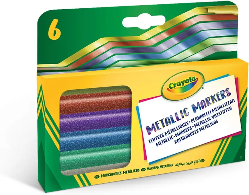 Crayola Pack of 6 Unique Metallic Markers for Children Ages 3 and Up
