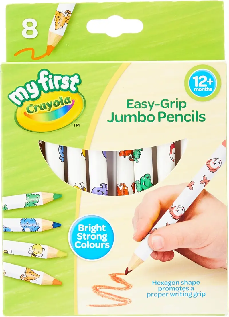 Crayola Pack of 8 My First Jumbo Decorated Pencils for Toddlers Age 1+