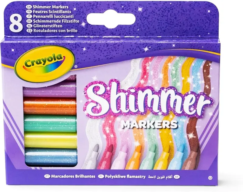 Crayola Pack of 8 Sparkling Shimmer Markers for Children Ages 3 and Up
