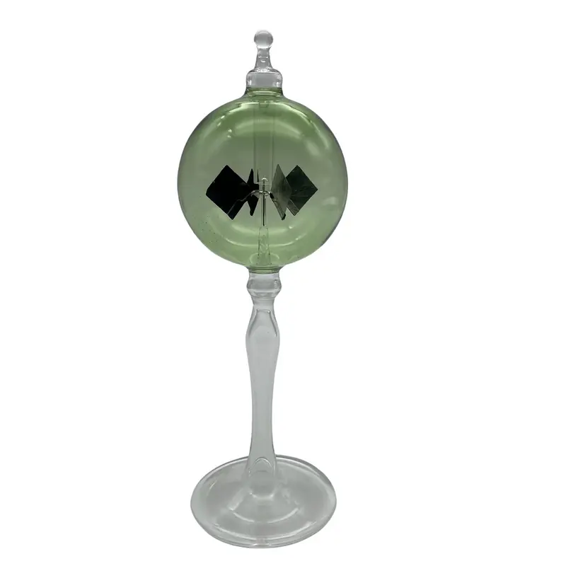 Crooke's Solar Radiometer, Tall Clear Stem, Green Globe
