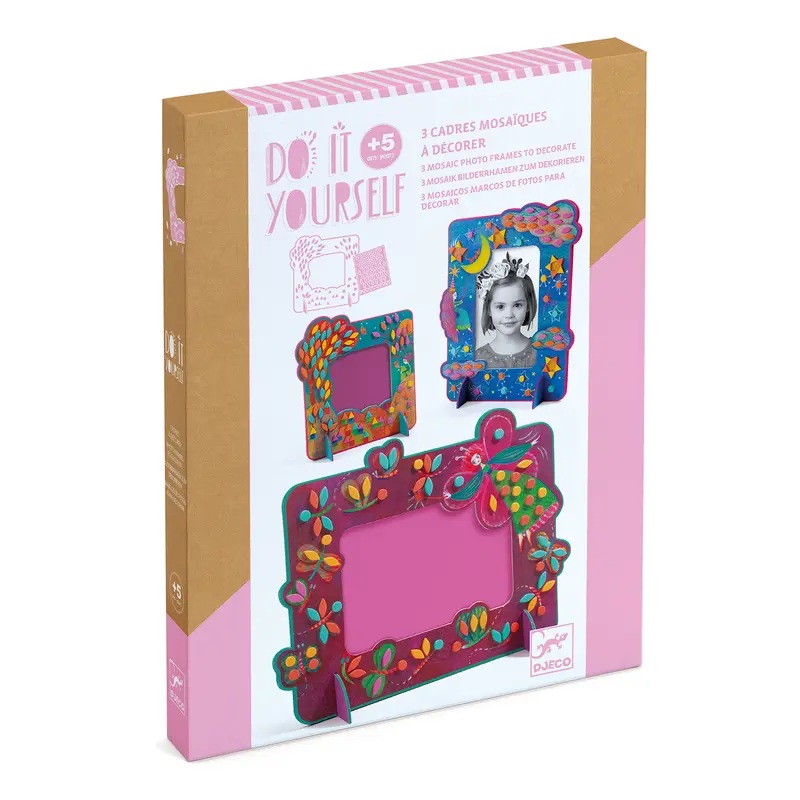 Djeco Do it Yourself Decorate 3 Mosaic Photo Frames Kit for Age 5 & Up