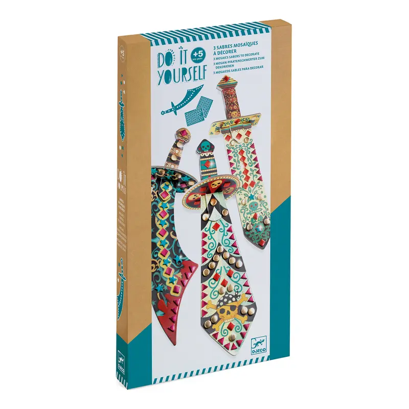 Djeco Do it Yourself Make 3 Mosaic Pirate Swords Craft Kit for Ages 5+