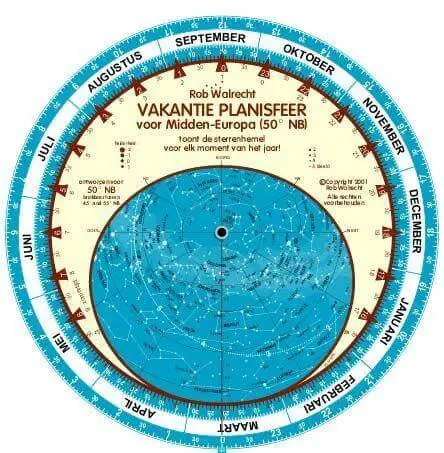 Dutch 'Holiday' Planisphere for 50° North