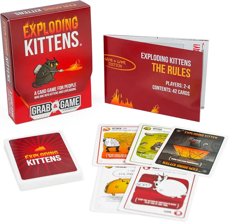 Exploding Kittens Grab & Game Compact Travel Sized Game for Ages 7+