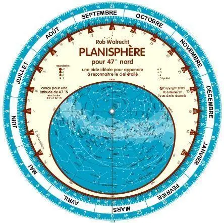 French Planisph√®re pour 47¬∞ Nord