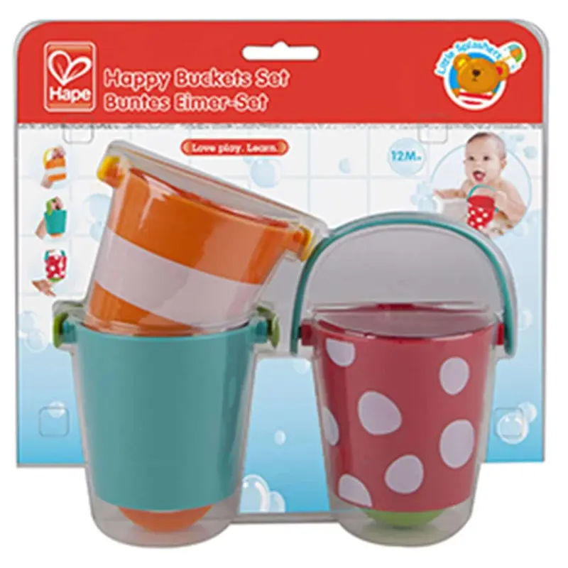 Hape Happy Buckets Set Interactive Bath Toy for Toddlers Ages 1 and Up