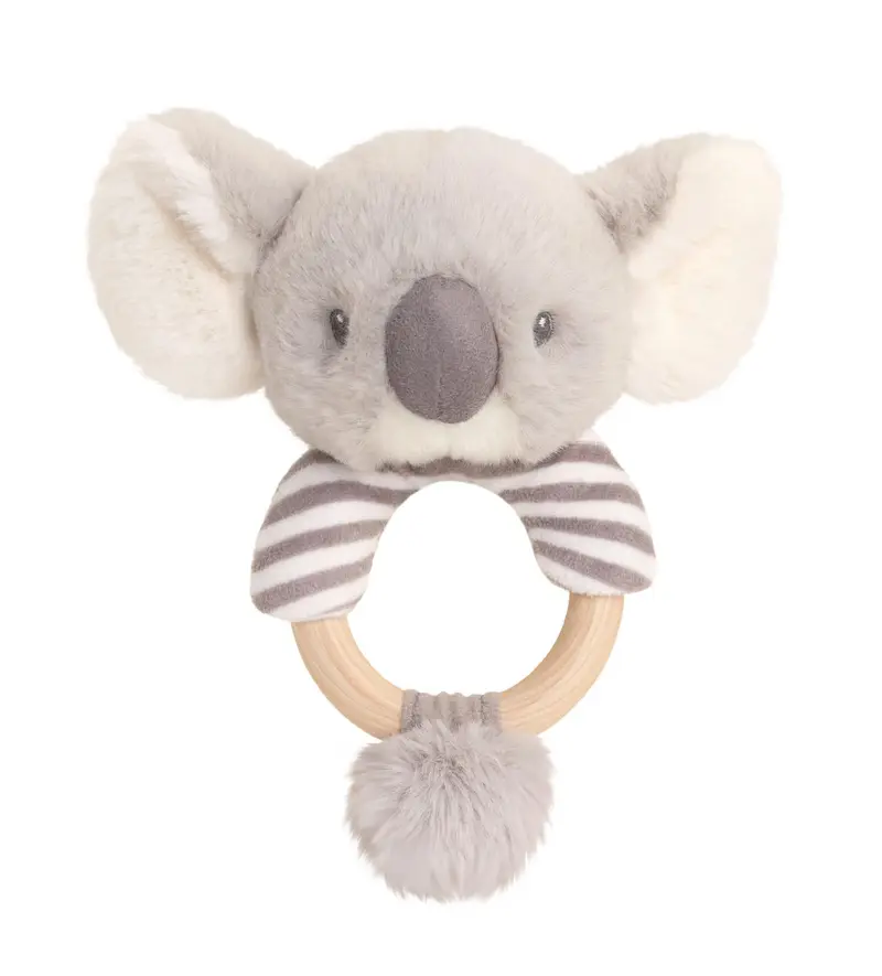 Keeleco Baby 14cm Cosy Koala Ring Rattle Soft Toy for Babies and Up
