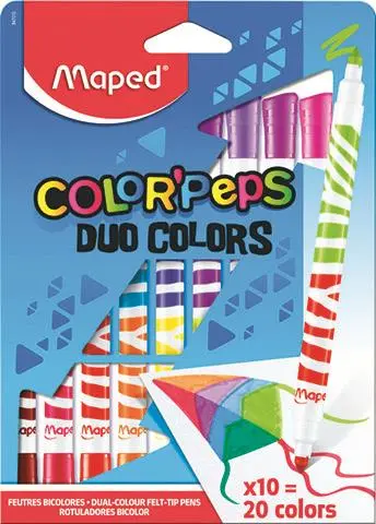 Maped Colour'Peps Pack of 10 Duo Colouring Felt Tip Pens for Ages 3+