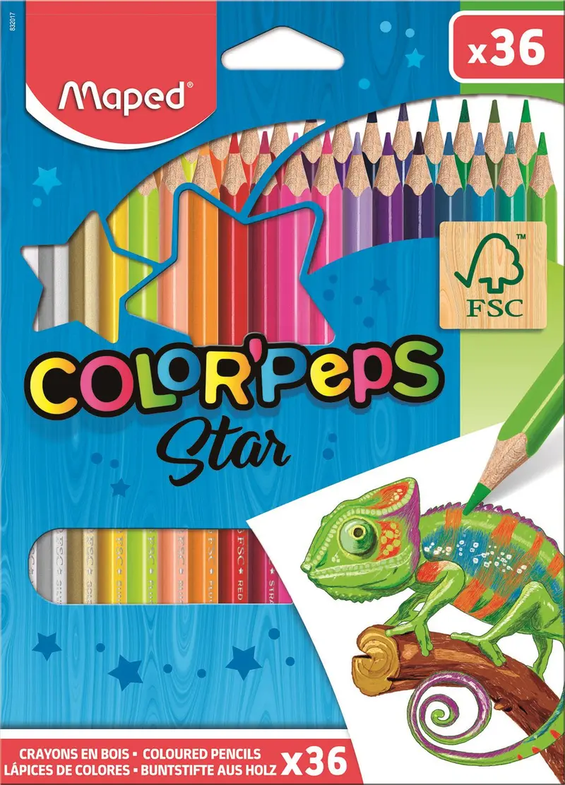 Maped Colour'Peps Star Pack of 36 Coloured Pencils for Ages 3 and Up