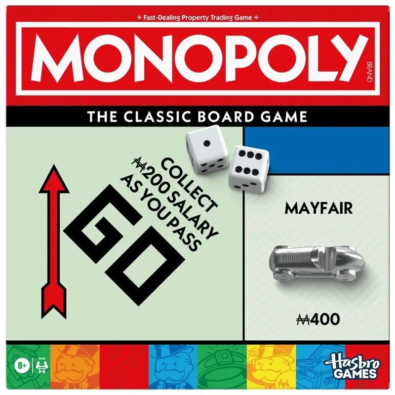 Monopoly Board Game with Storage Tray for 2 to 6 Players Ages 8 and Up