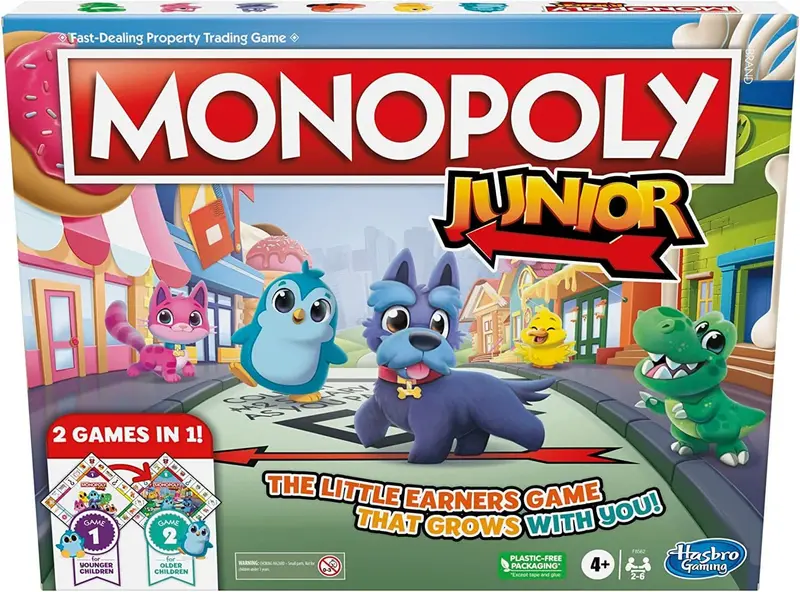 Monopoly Junior 2 in 1 Children's Board Game for 2-6 Players Ages 4+