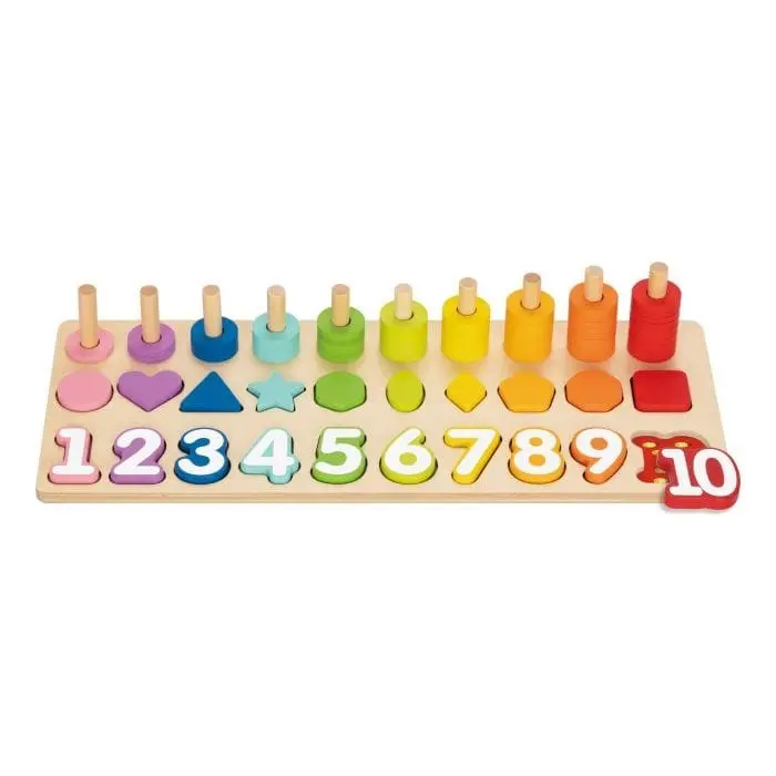 Tooky Toy Wooden Counting Stacker, 75 Pieces, 18 Months+