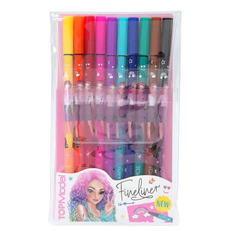 TOPModel Pack of 10 Fineliner Pens in Assorted Colours for Ages 5 & Up